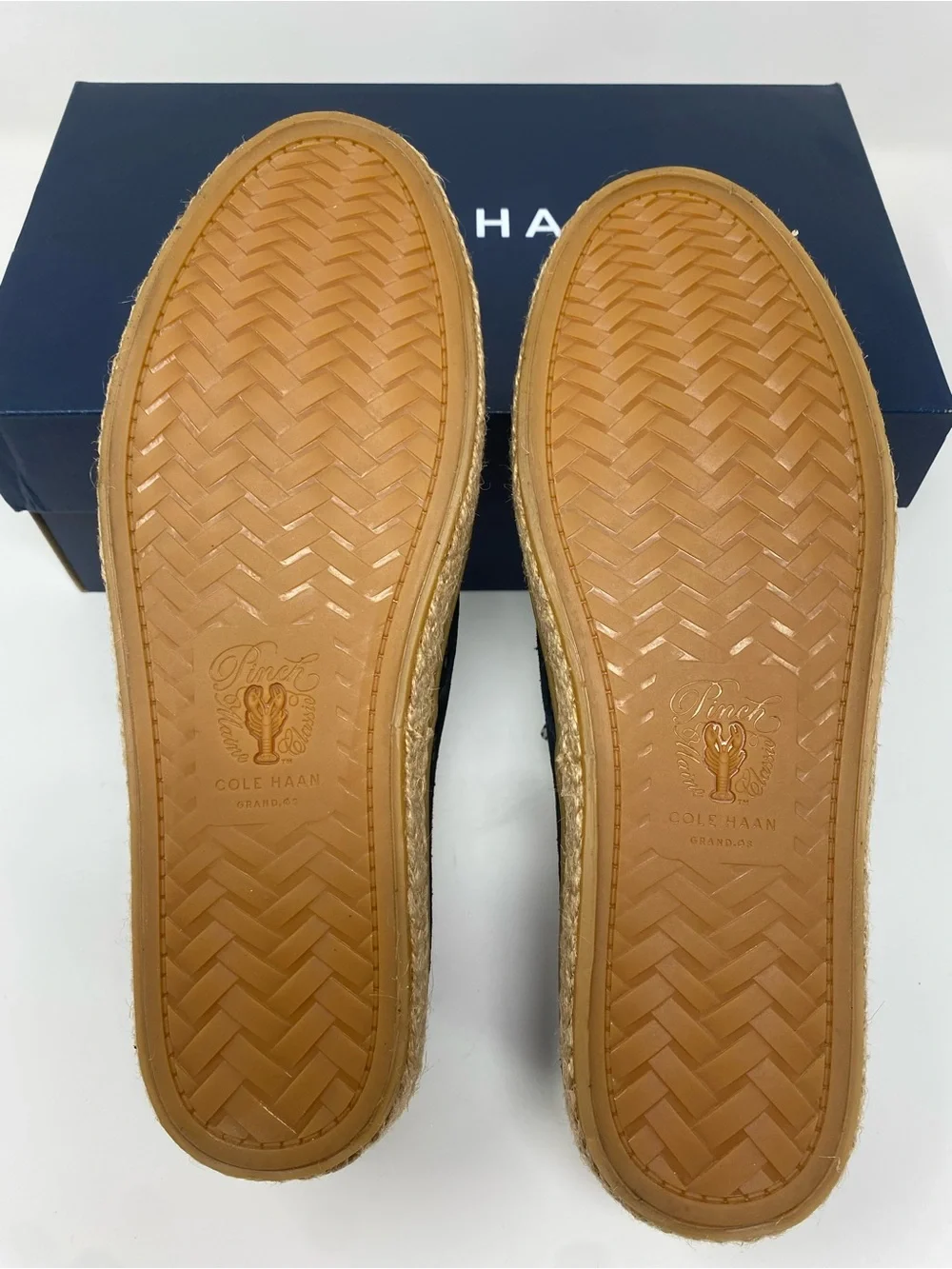 Cole Haan Black Woven Lace-Up Espadrille with Tan Soles